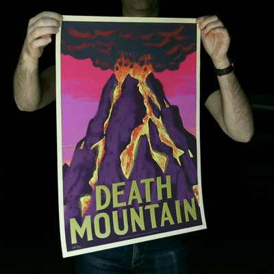 Death Mountain Blood Moon Print Limited Edition Gold