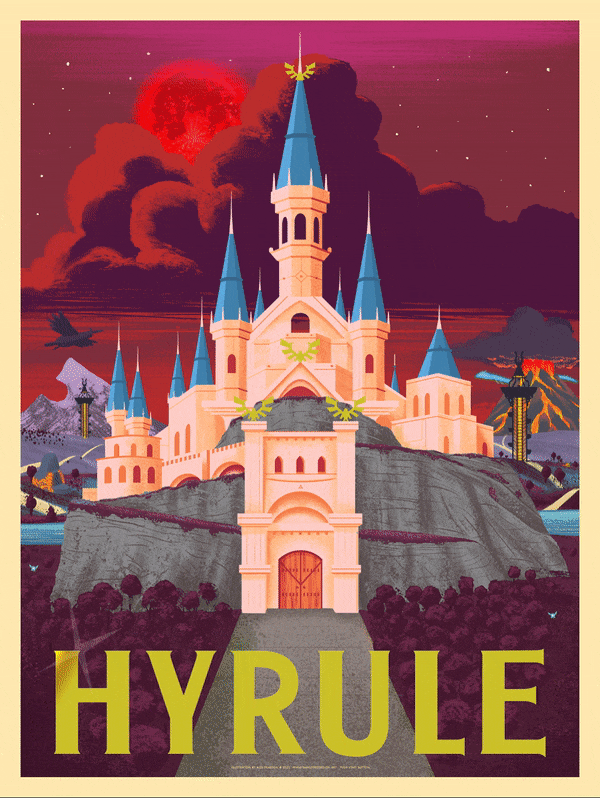 Hyrule Blood Moon Print Limited Edition Gold