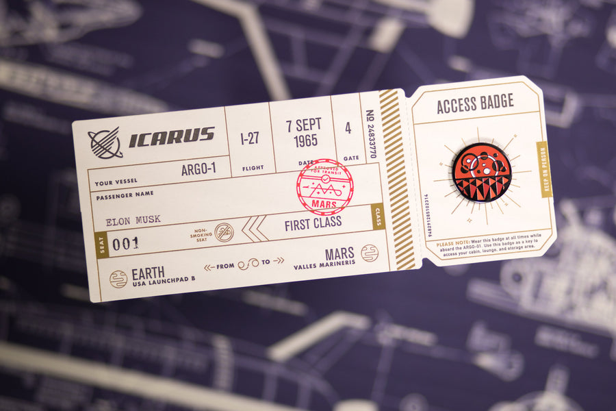 Icarus Mars Ticket & Enamel Pin